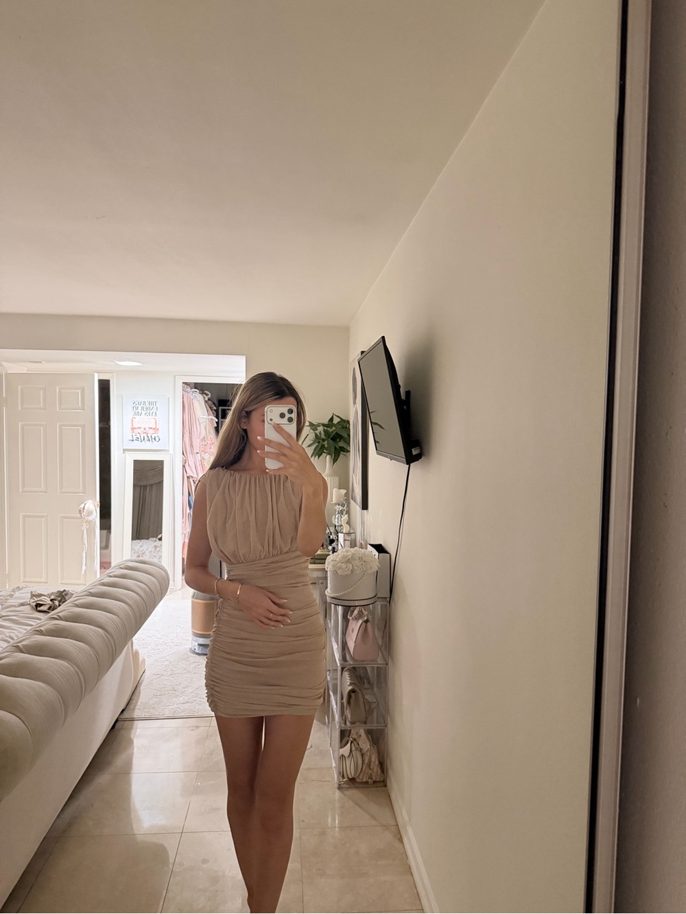Zara beige mini dress